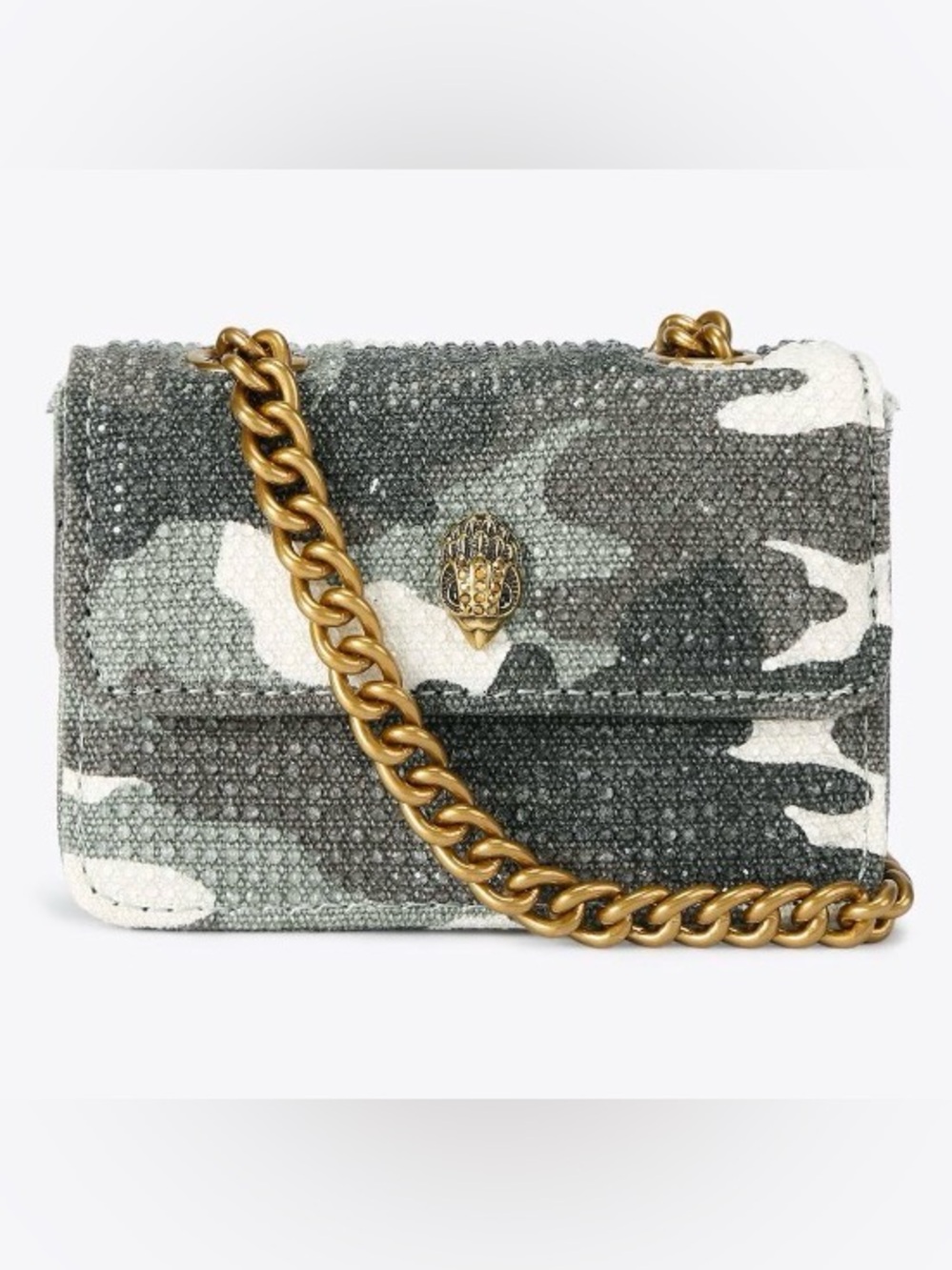 Kurt Geiger Kensington Beaded Camo Micro Bag in Green/White